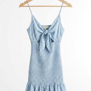 Ocean Drive Floral Smocked Cutout Back Mini Dress Blue Size M
